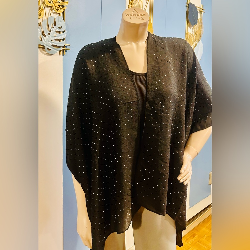 Ardene Black and White Polka Dot Poncho